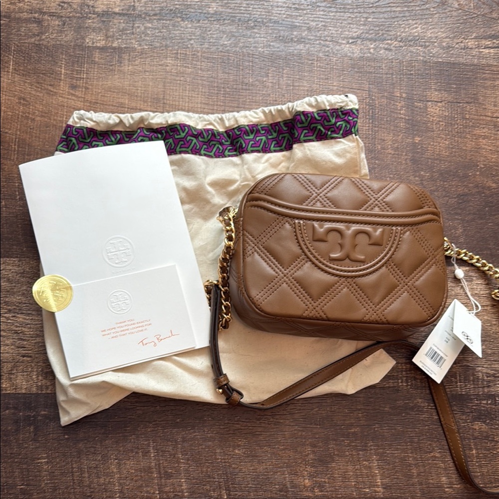 Tory Burch Tan Quilted Crossbody Bag
